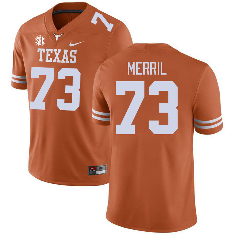 Texas Longhorns #73 Max Merril SEC Conference College Football Jerseys Stitched Sale-Orange